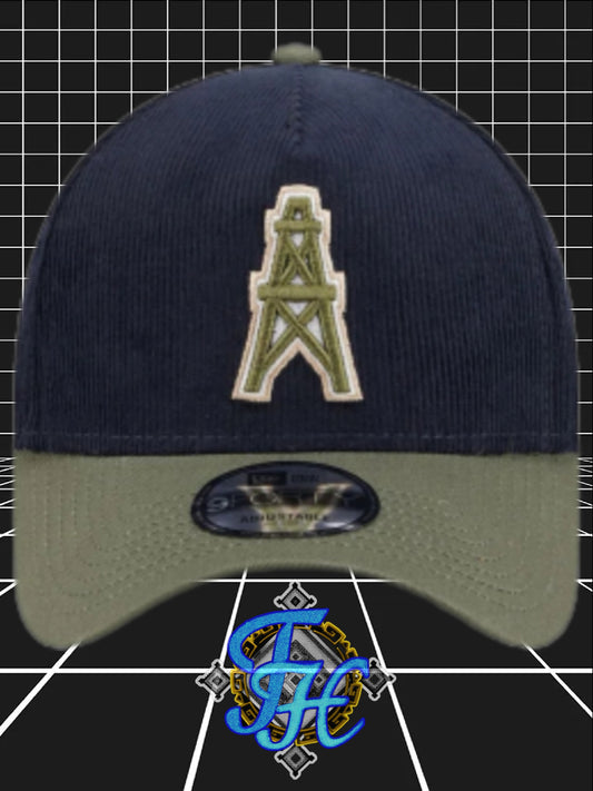 Oilers Navy A-Flame Snapback Hat 9Forty Edition