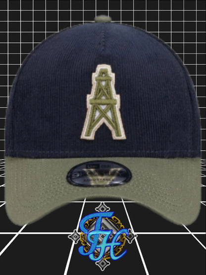 Oilers Navy A-Flame Snapback Hat 9Forty Edition