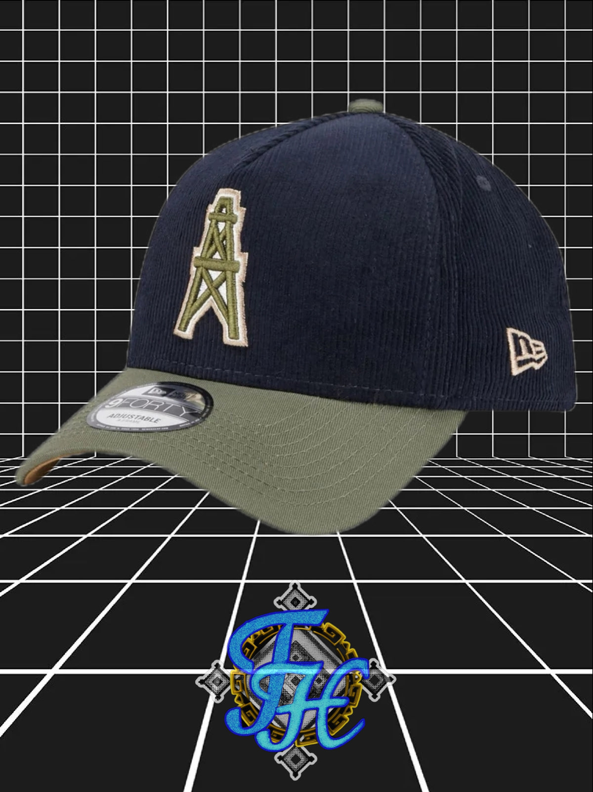 Oilers Navy A-Flame Snapback Hat 9Forty Edition